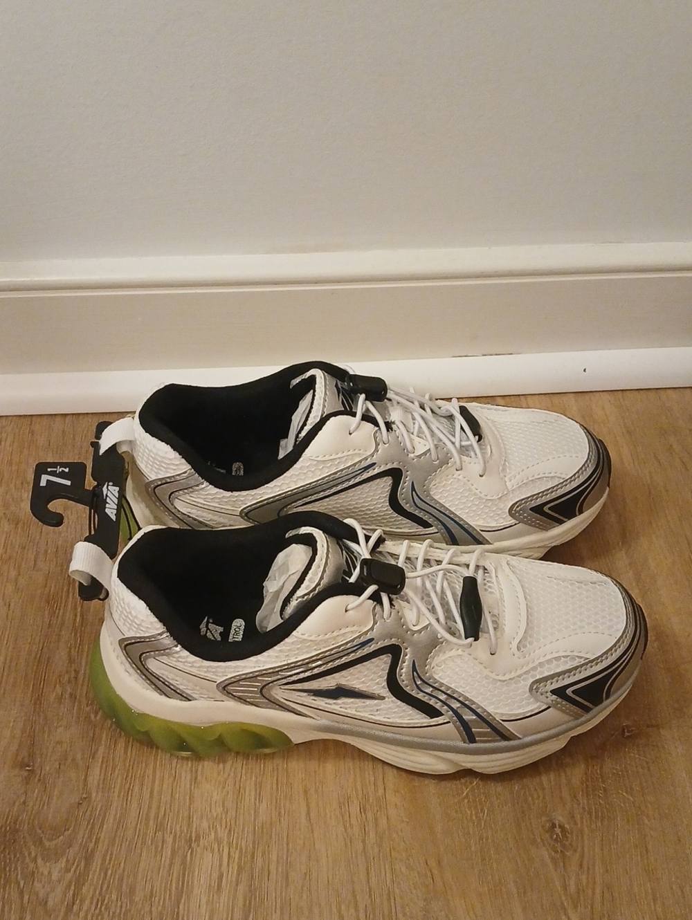 Avia White and Green Women's Athletic Sneakers